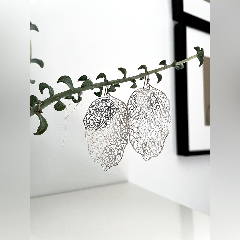 Modern Silver Leaf Earring Silver